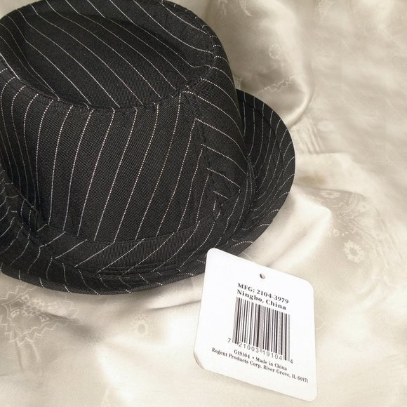 Retro Gangster Black Fedora with Pinstripe Hat, NWT, All Seasons Unisex - Picture 4 of 9